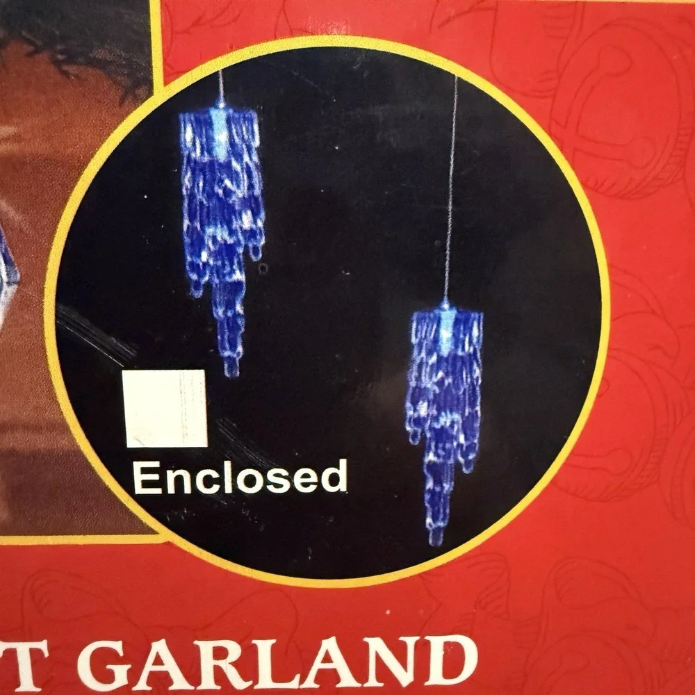 Vtg Kurt S. Adler Xmas Garland 10pc Blue Holiday Lights Set Indoor New in‎ Box
